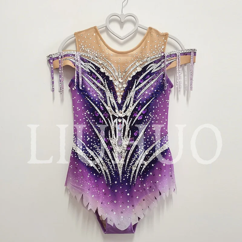 

LIUHUO фиолетовый купальник для художественной гимнастики с юбкой для соревнований по черлидингу для детей BD8197