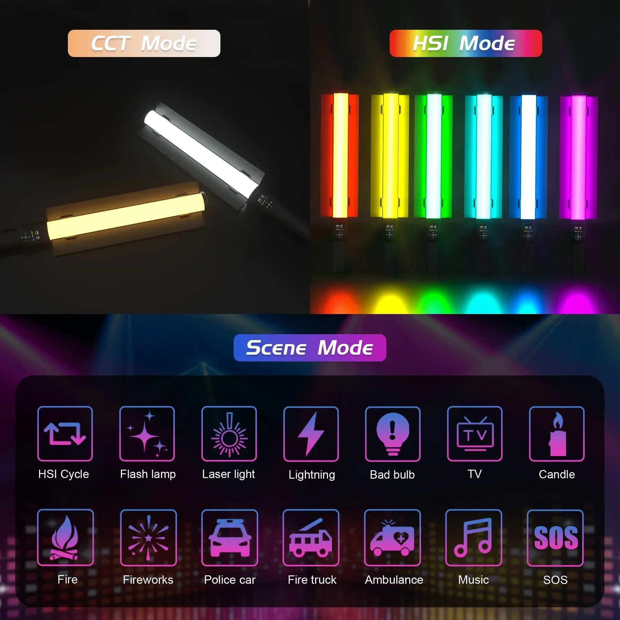 RGB Handheld LED Light Wand Colorful Photography Lighting Stick 12 Modes Rechargeable Photo Studio Fill Lamp For Youtube Video