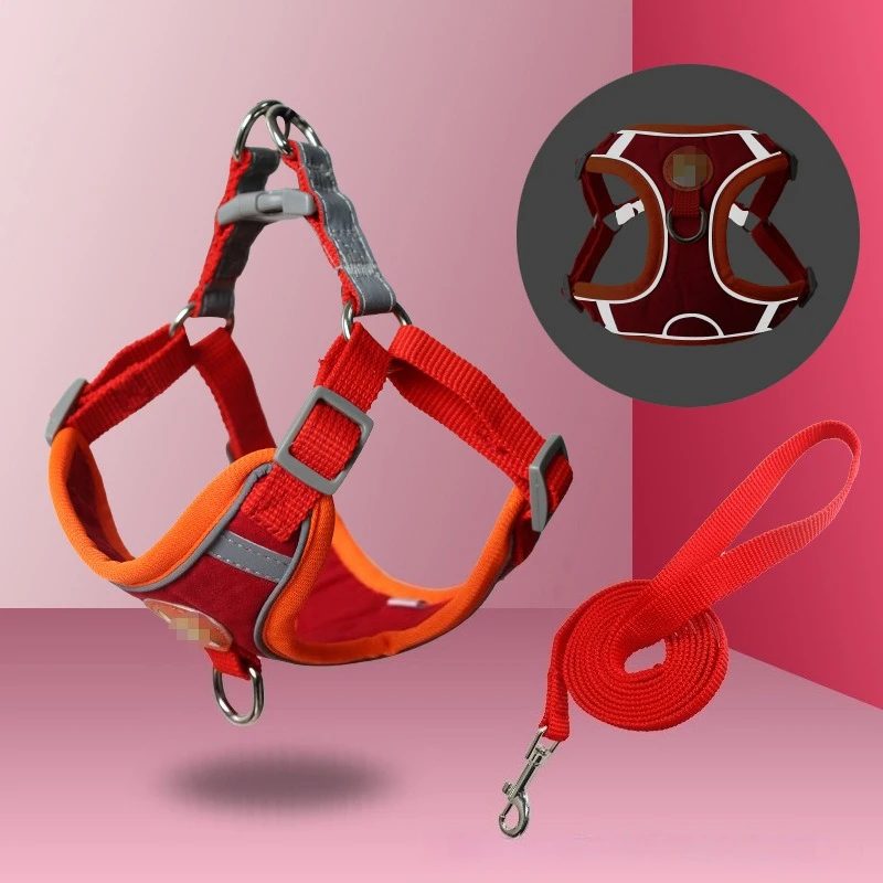 

Small and Medium-sized Deerskin Velvet Pet Dog Chest Strap Breathable Adjustable Anti-break-free Vest Type Dog Walking Rope