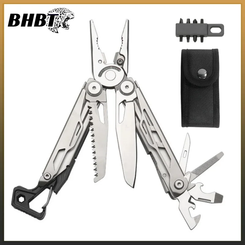 

New 2024 BHBT Silver 23-in-1 Folding Multifunctional Tool Pliers Combination Tool Pliers EDC Outdoor Equipment Swiss Tools