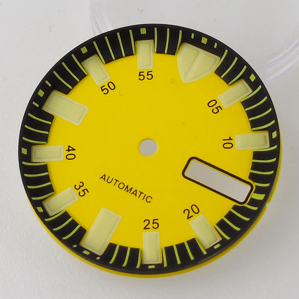 42mm ar beschichtetes Saphirglas Monster Uhrengehäuse blau rot gelb 29mm Zifferblatt passend nh35a nh36a 200m wasserdichte Schrauben krone