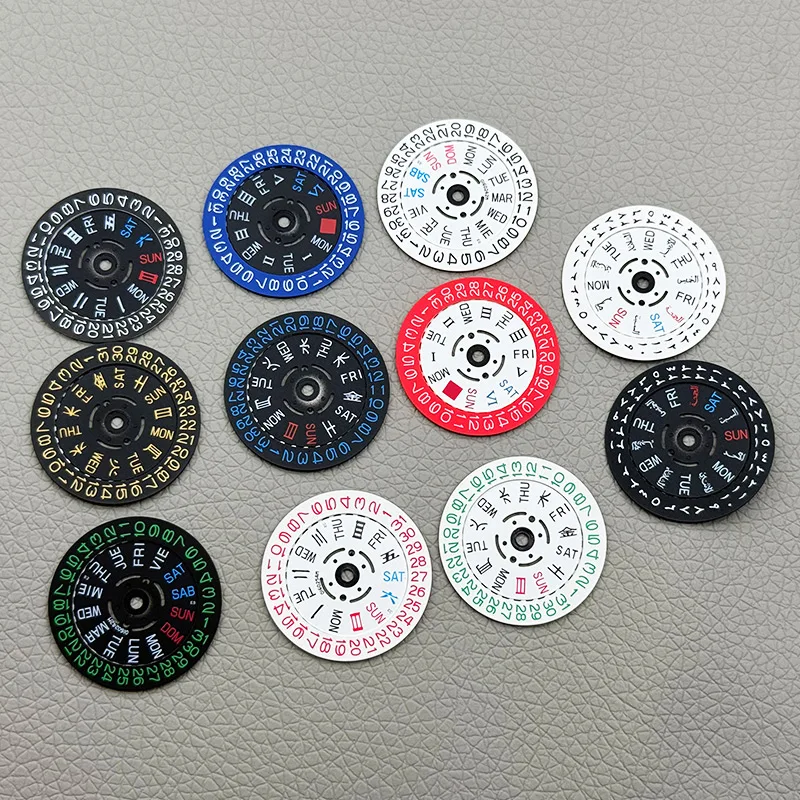 NH36 NH35 Movement Date Wheel Dial Kanji Wheel Wristwatches NH35a NH36a Movement Date Week Dial Parts Crown at 3.0H 3.8H 4.1H view 3