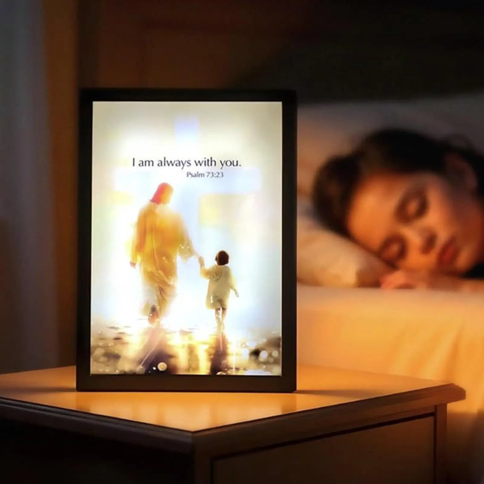 Jesus Lamp 4D LED Christ Frame Light Home Decor Accents Wall Art Study Living Room Bedroom Luminous Decoration LED Painting Lamp
