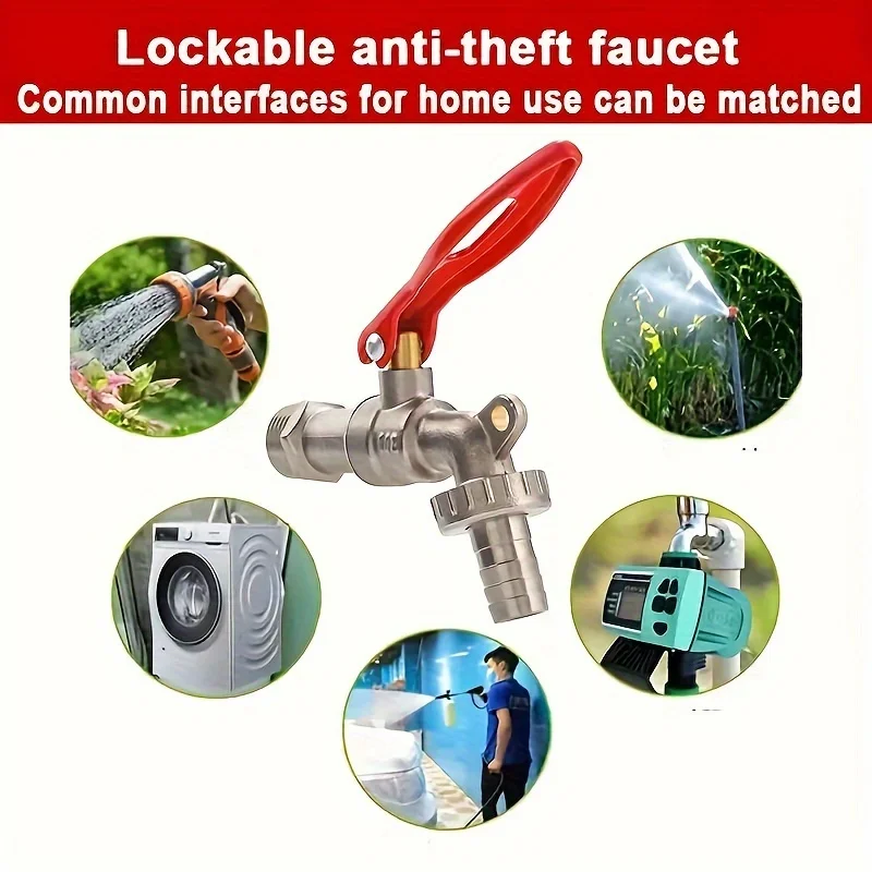 Garden Water Faucet Outlet Valve Zinc Alloy Lockable Faucet 4/6 Outdoor Gardening Irrigation Watering Water Tap Replacement
