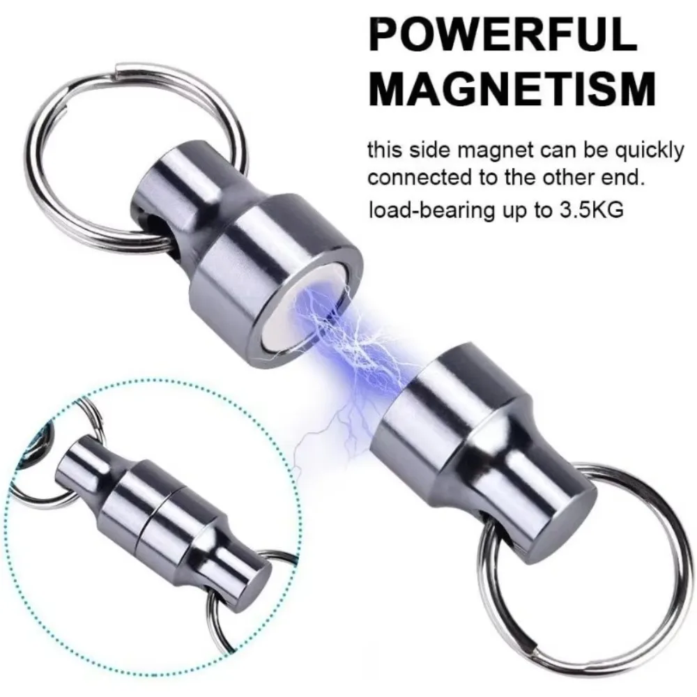 6/1Pairs سلسلة المفاتيح المغناطيسية القوية مع حلقة معدنية الكربون الصلب مكافحة فقدان مفاتيح السيارة قلادة أصحاب معلقة أداة تخزين المغناطيس #6