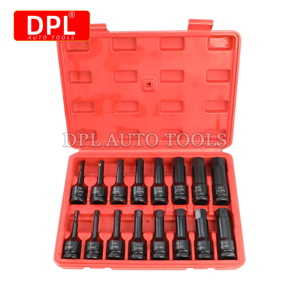 

16PC 1/2" DR Impact Hex Bit Socket Set H5 - H21 Impact Allen Keys