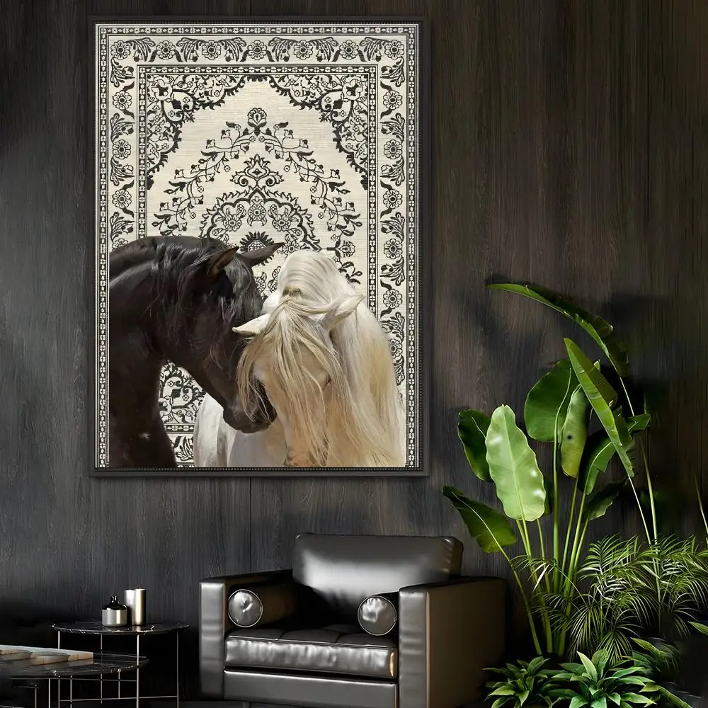 Middle Eastern Bohemian Horse Poster Home Living Bed Room Bar Hallway Sticky Wall Art Printing Waterproof Aesthetic Decor