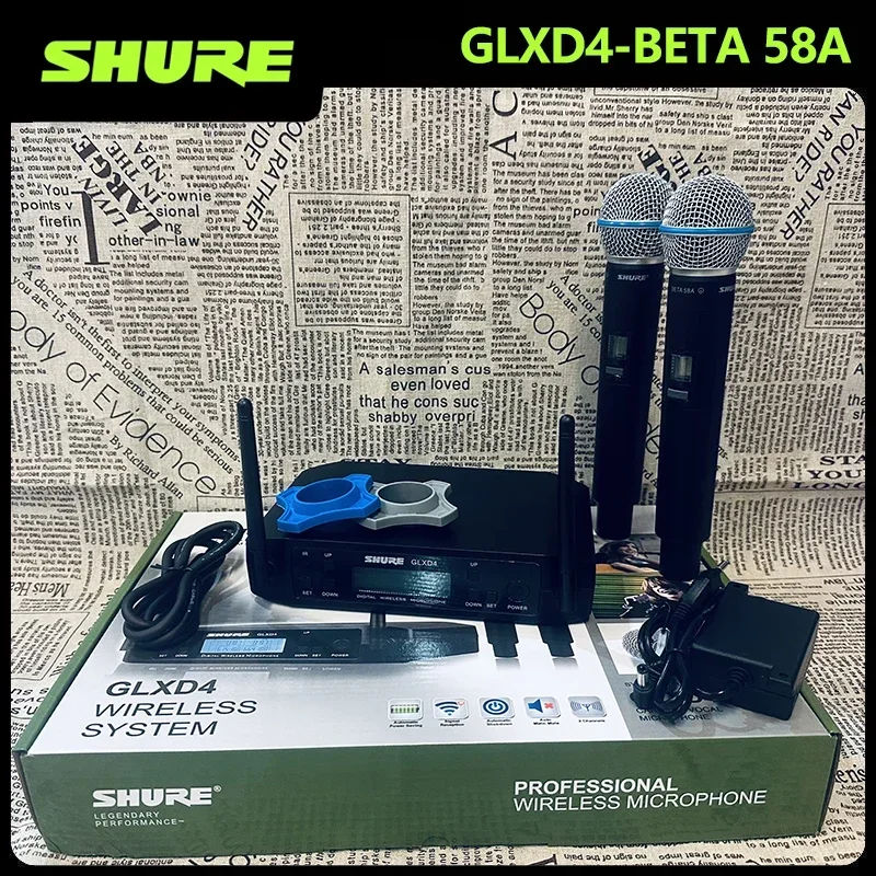 Système de microphone sans fil professionnel SHURE GLXD4 Beta 58a haute fréquence pour scène, chant, diffusion, fête, distance sans fil