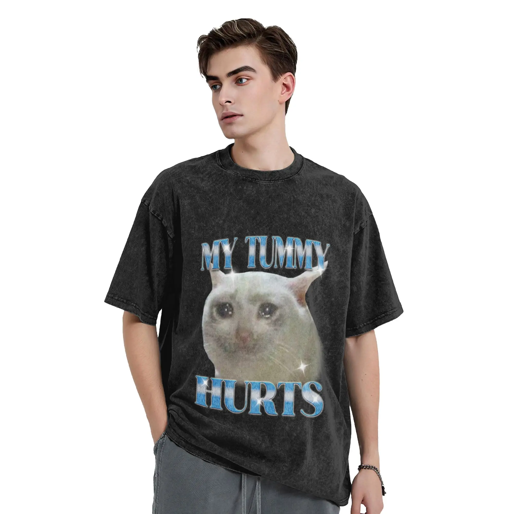My Tummy Hurts 90s Bootleg Style Unique Chic A Washed T Shirt Men's Women's Oversized Cotton Tees Tops