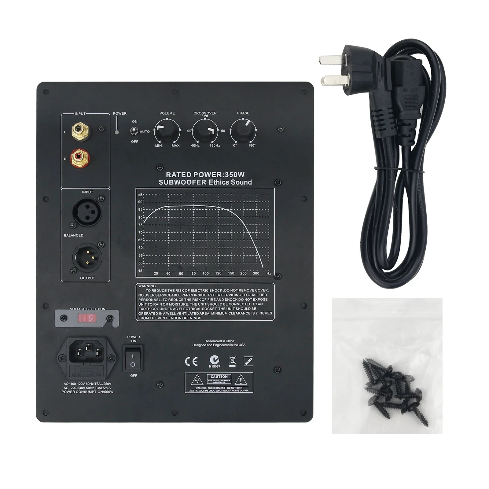 

2025.4 сабвуфер 350 Вт, плата усилителя звука Ethics, пластинчатый усилитель для закрытых и фазовых перевернутых сабвуферов