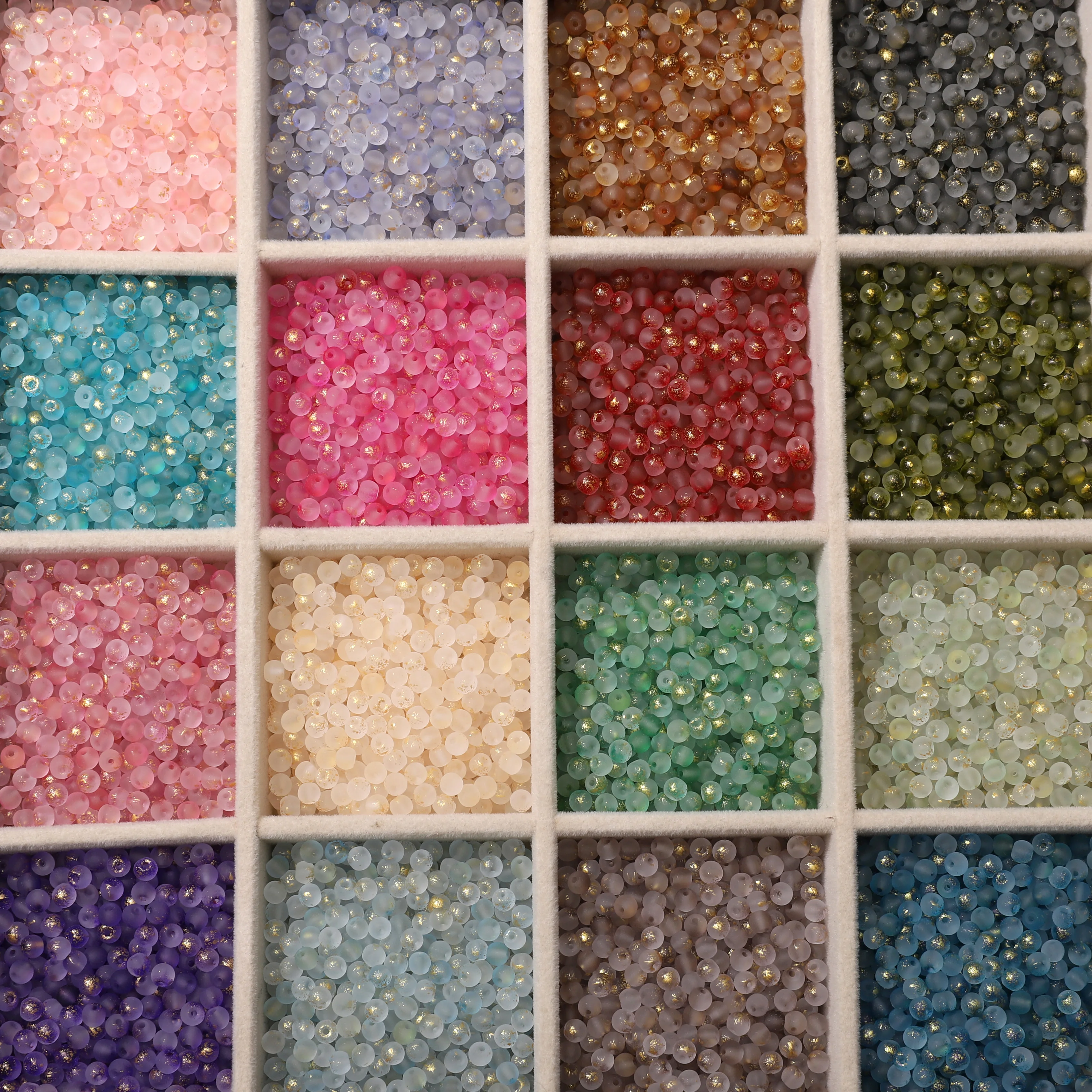 100 szt. wysokiej jakości matowych, złotych, kropiastych szklanych koralików ryżowych 4 mm, luźne koraliki do ręcznie robionej biżuterii, materiały do bransoletek i naszyjników DIY