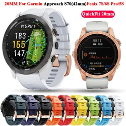 20mm Rose Gold Buckle Watch Strap For Garmin Approach S70 Epix Gen Pro 2 (42mm) Fenix 7S 6S Quickfit Silicone Bracelet Wristband