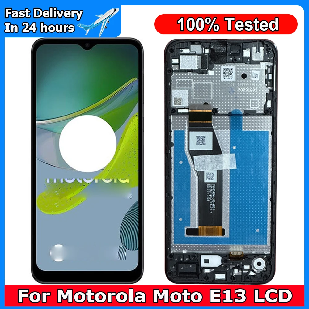 

6.5"New For Motorola Moto E13 LCD Display Touch Screen Sensor Digiziter Assembly Replace For Motorola Moto E13 With Frame