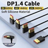 8K@60Hz DisplayPort 1.4 Cable 90 Degree DP to DP Silicone Soft Thin Cord for PC Gaming Monitor Compatible FreeSync G-Sync HDR