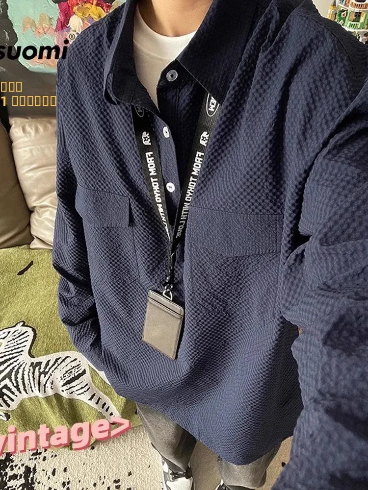 

Мужская демисезонная верхняя одежда свободного кроя, удлиненная, с эффектом объема, в стиле Cleanfit American, для пар, высококачественная