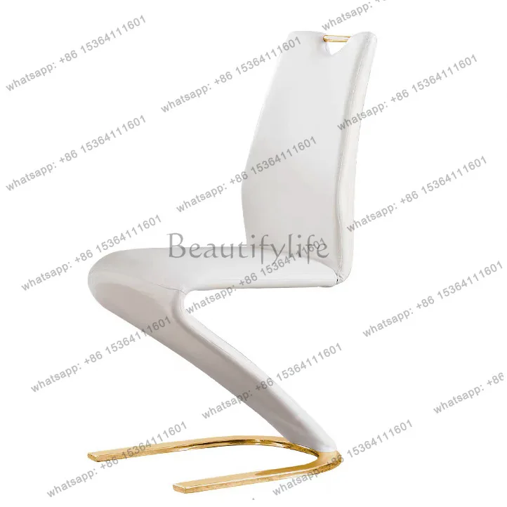 

Stainless steel light luxury post-modern mermaid dining chair living room leather hotel dining room leisure chair