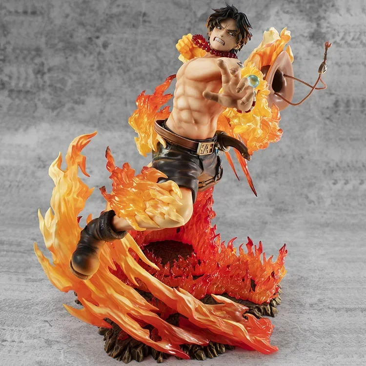 25cm One Piece Anime Figure Pop Fire Fist Portgas·D· Ace Battle Scene Pvc Action Figurine Collection Model Statue Toys Gifts