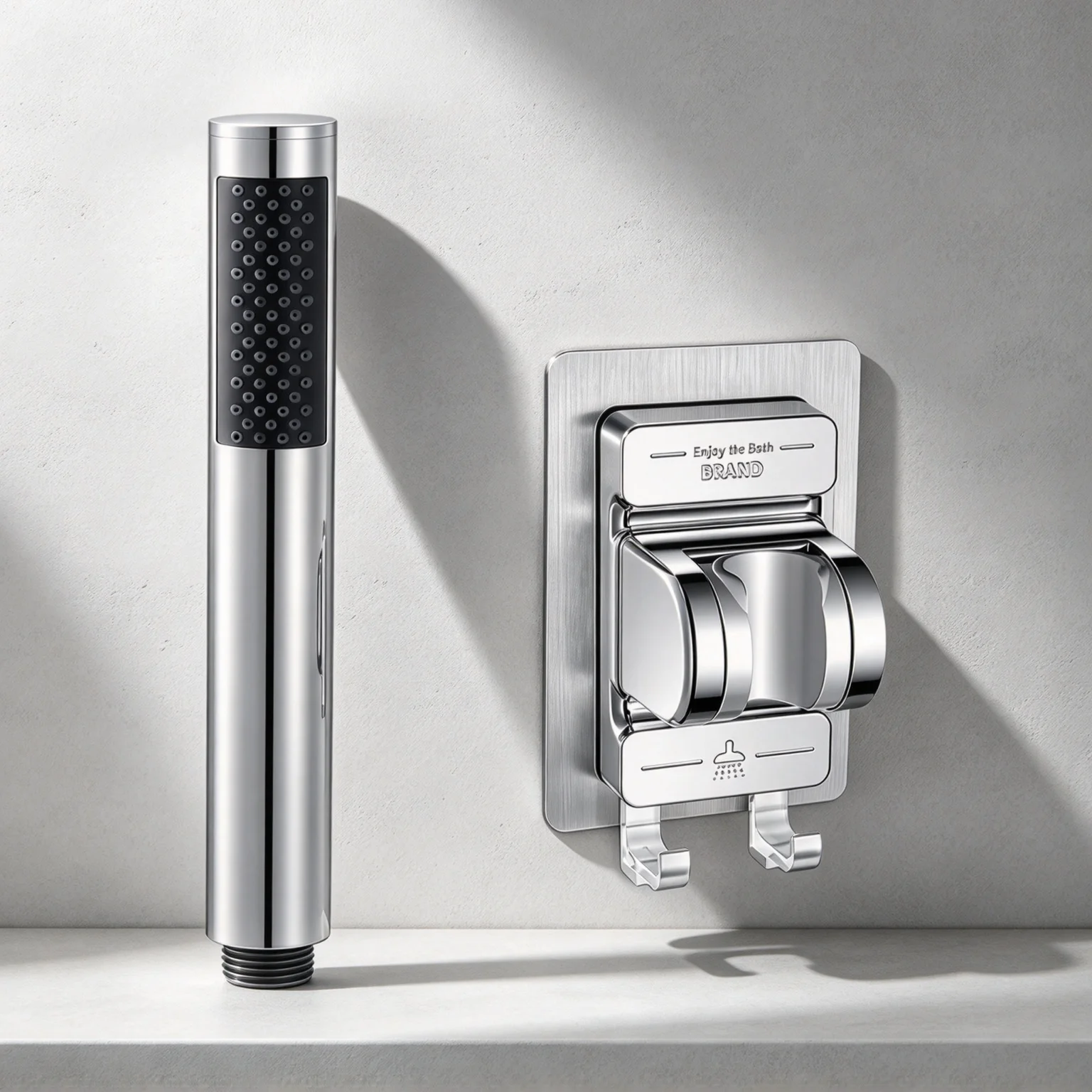 Polished Finish High Pressure Handheld Shower Head Sleek Single-Function Shower with Holder for Daily Showering