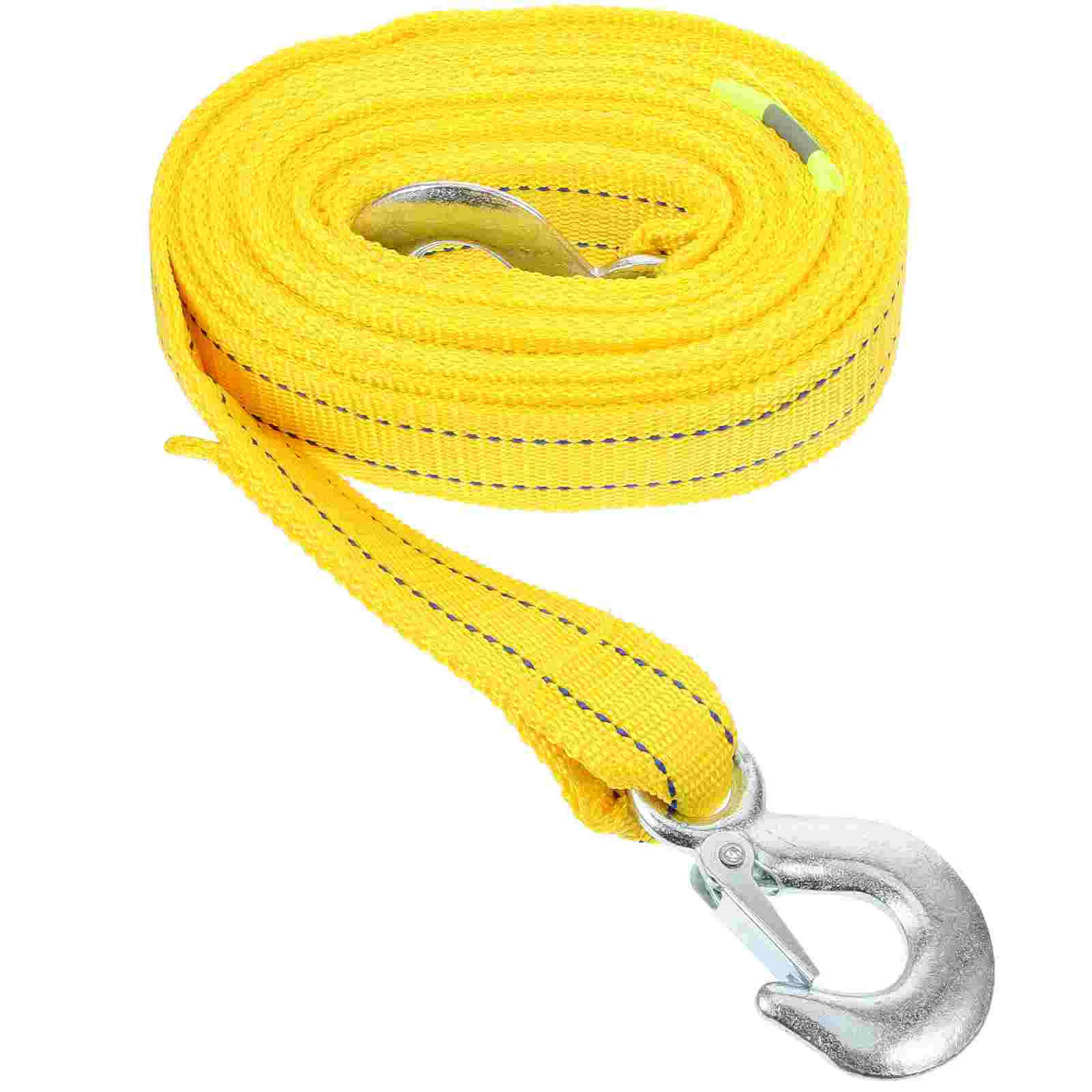 48m 5 Ton Car Trailer Rope Practical Outdoor Emergency Kit Polyester Double Layers Thicken Tow Rope (Yellow)