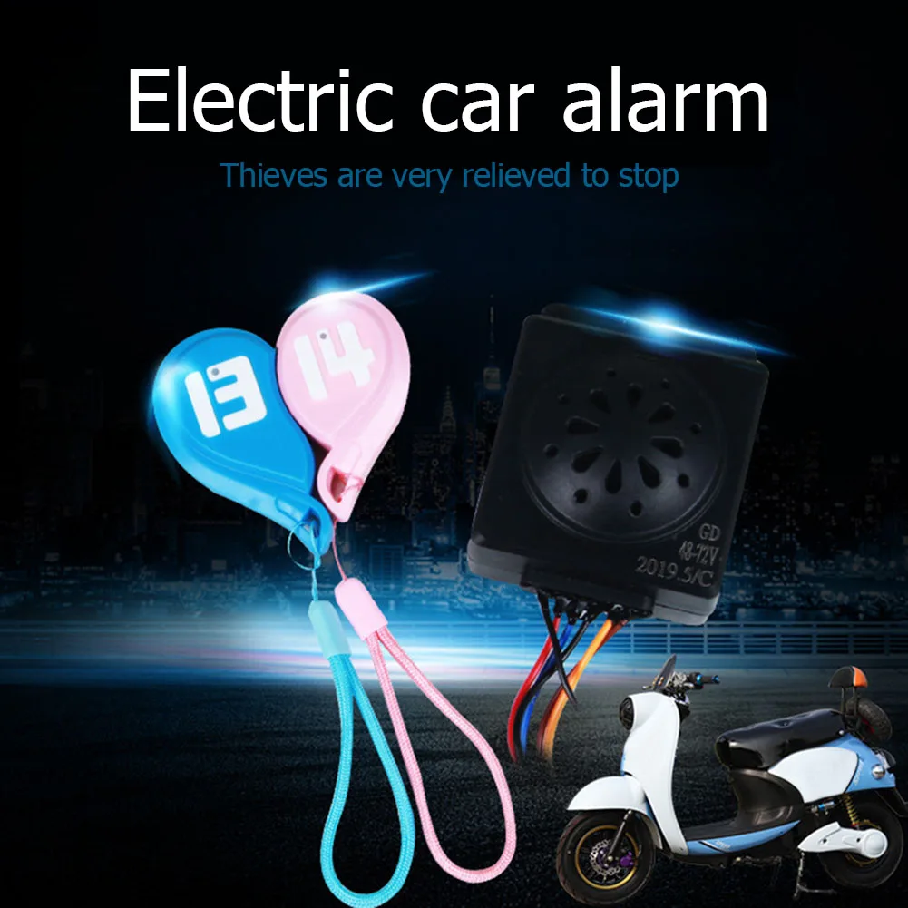 36-72V Dual Remote Control Electric Scooter Alarm System Waterproof 110dB Moped Anti-theft Alarm