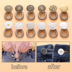 New10/5/4/2PC Metal Button Extender For Pants Jeans Free Sewing Adjustable Retractable Waist Extenders Button Waistband Expander