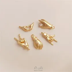 14K gold bag OK love you than heart gesture pendant handmade DIY bracelet necklace pendant earrings jewelry pendant
