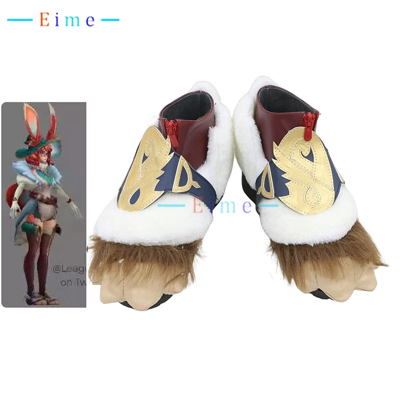 Game LOL Aurora Cosplay Shoes Anime Accessories Cosplay Props Fur Boots Halloween Carnival Outfit Shoes Custom Made