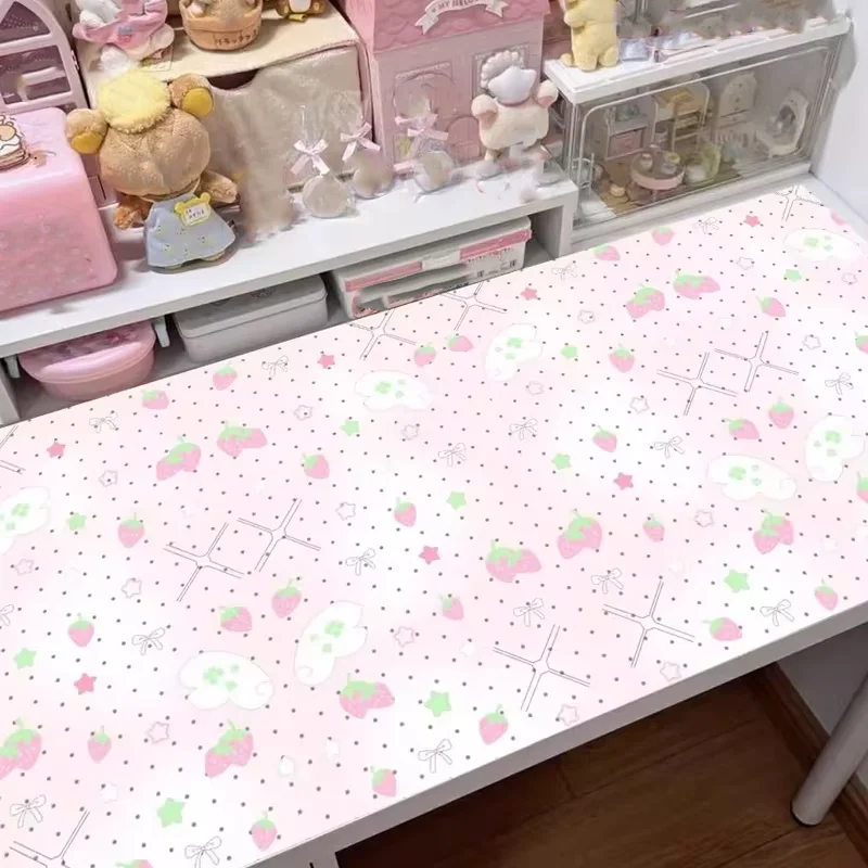 Pink Strawberry Rabbit Angel Wings Stars PU Leather Mouse Pad E-sports Game Keyboard OfficeStudent Desktop Decoration