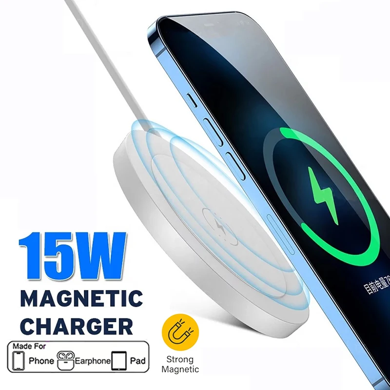 Oryginalna magnetyczna ładowarka bezprzewodowa do Apple Magsafe do iPhone'a 17 16 15 14 13 12 Pro Max Plus Samsung Szybkie ładowanie typu C