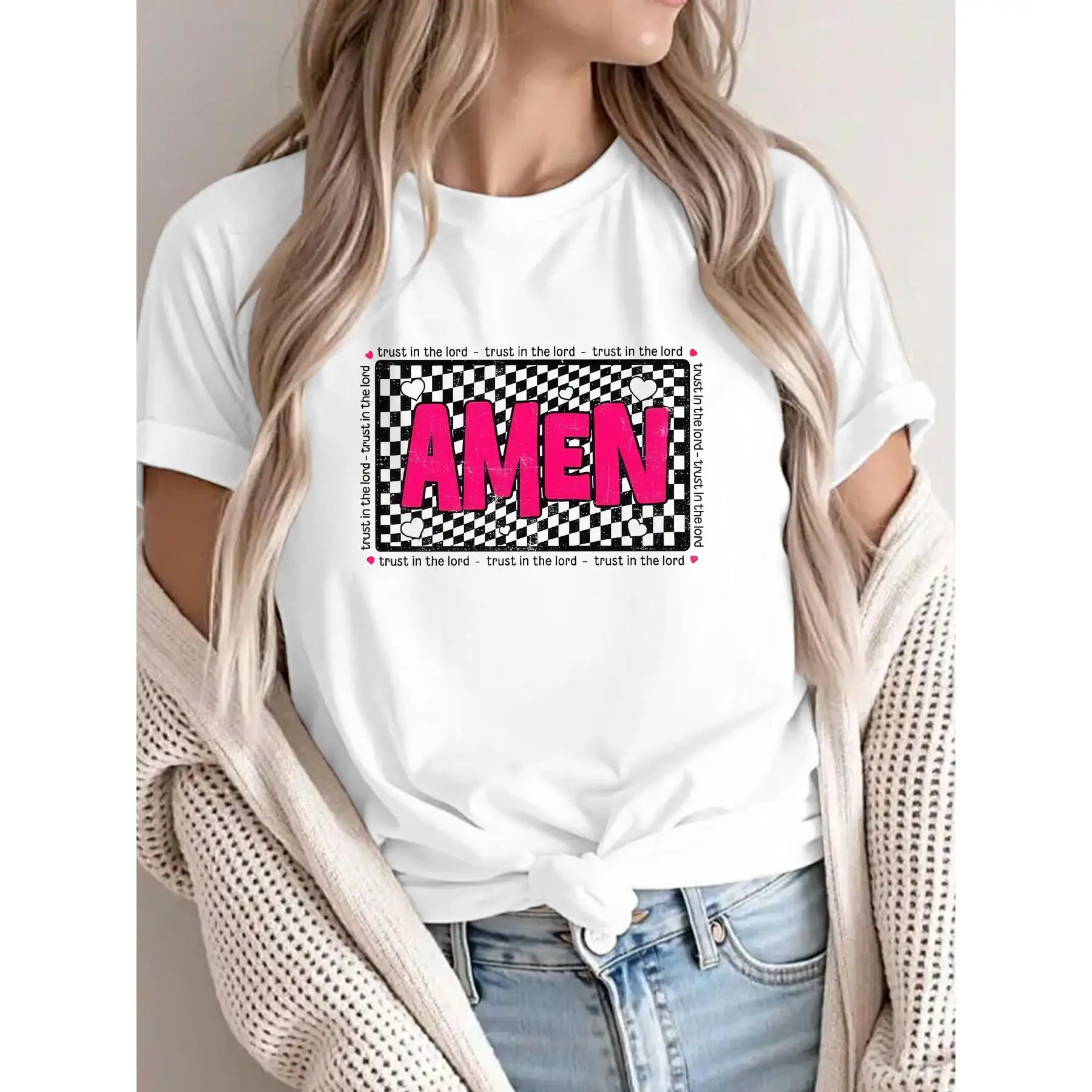 

Amen T-Shirt, Trust in the Lord Graphic Tee, Christian Religious Apparel, Inspirational Gift for Believers, Church Apparel