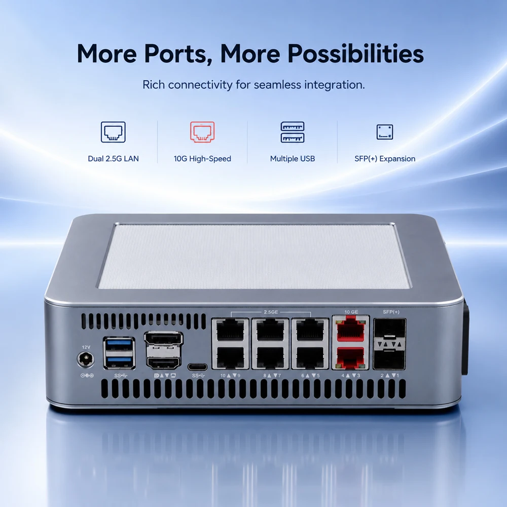 Qotom Q51551UT 6*2.5G Dual X540 10G und X710-BM2 10G SFP+ Multi-LAN Linux PfSense ESXi Proxmox Firewall Mini-PC