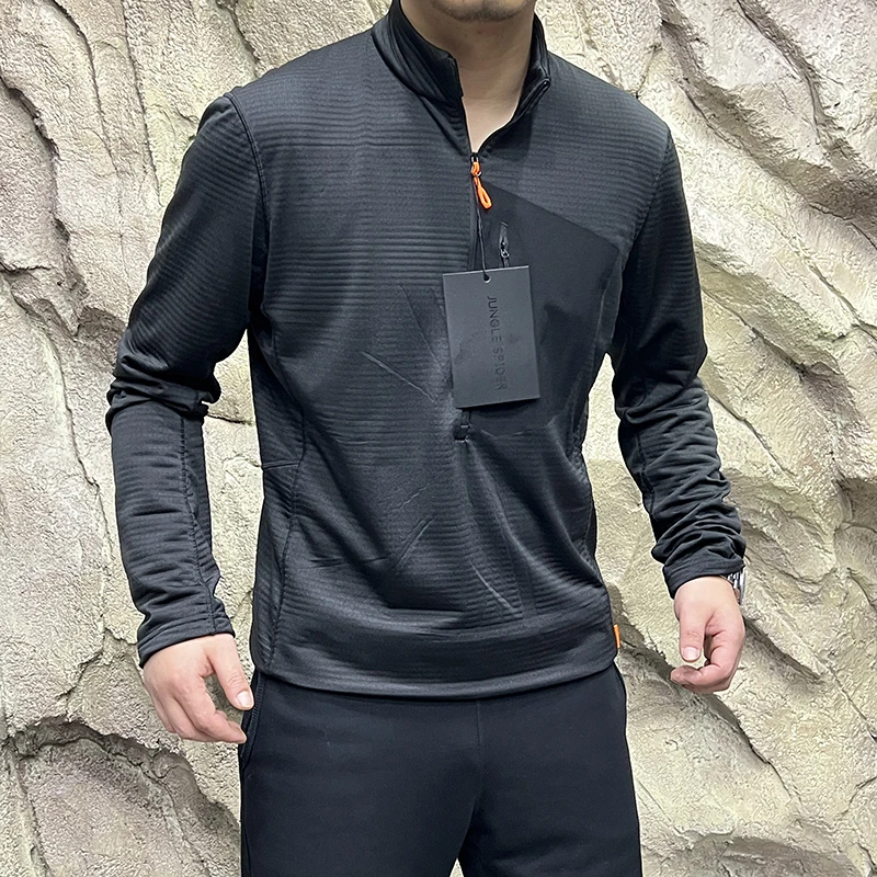 Men's Training T-shirt Half Zipper Breathable Spring Autumn Outdoor Function Sweat Absorbent Warm Standard Fit Long Sleeve T-...