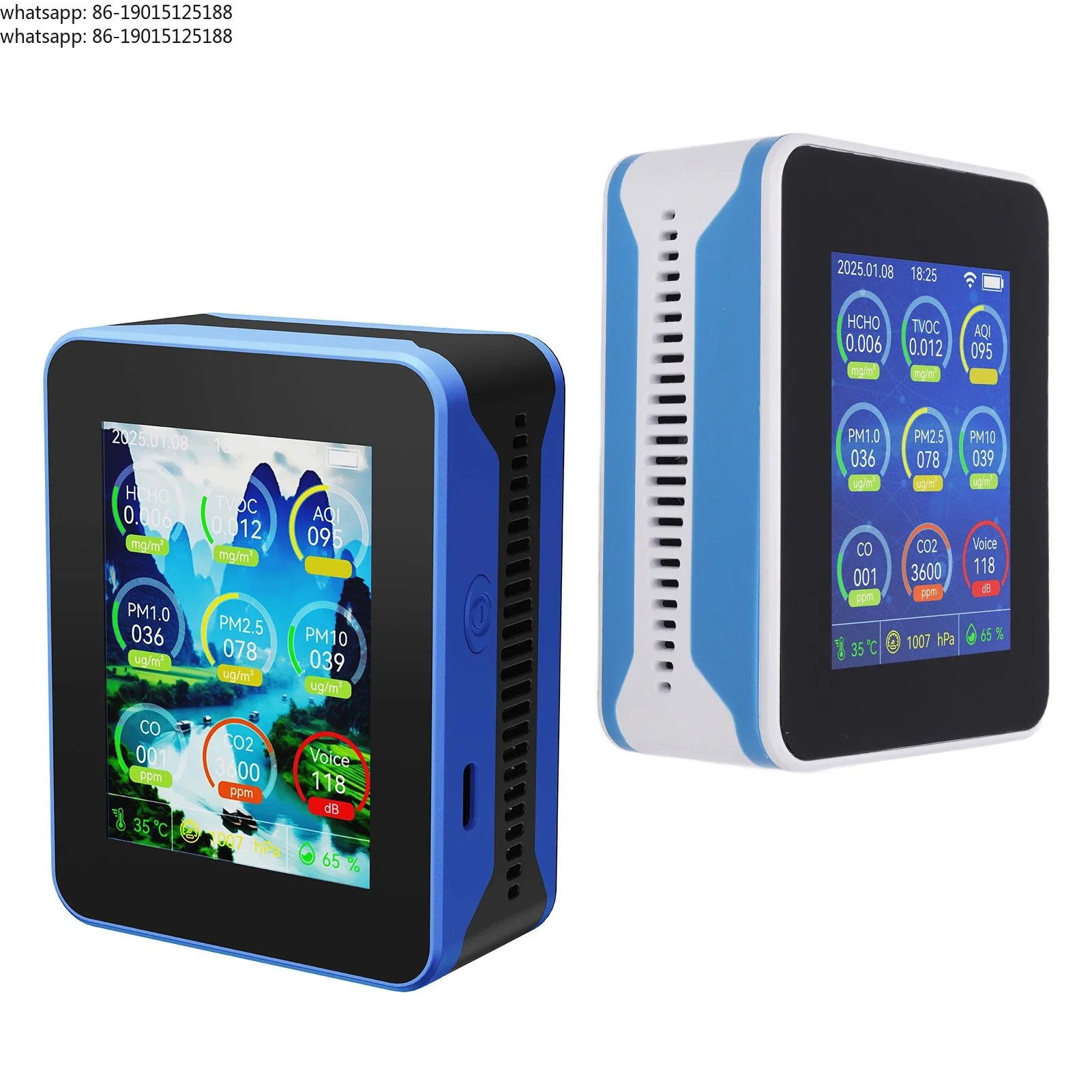15 in 1 air quality monitor, indoor temperature and humidity detector, multifunction tester, co2/co/tvoc/hcho sensor technology