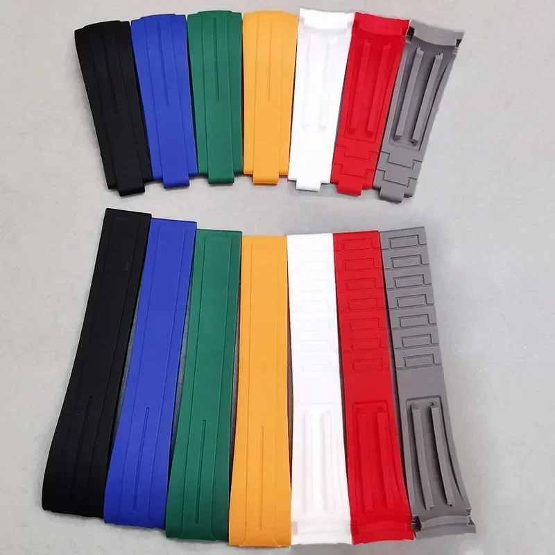 20mm 21mm 22mm Rubber Watch Band for Rolex for Water Ghost for DAYTONA Curved End Bracelet Solid Folding Buckle Sport Wrist Band