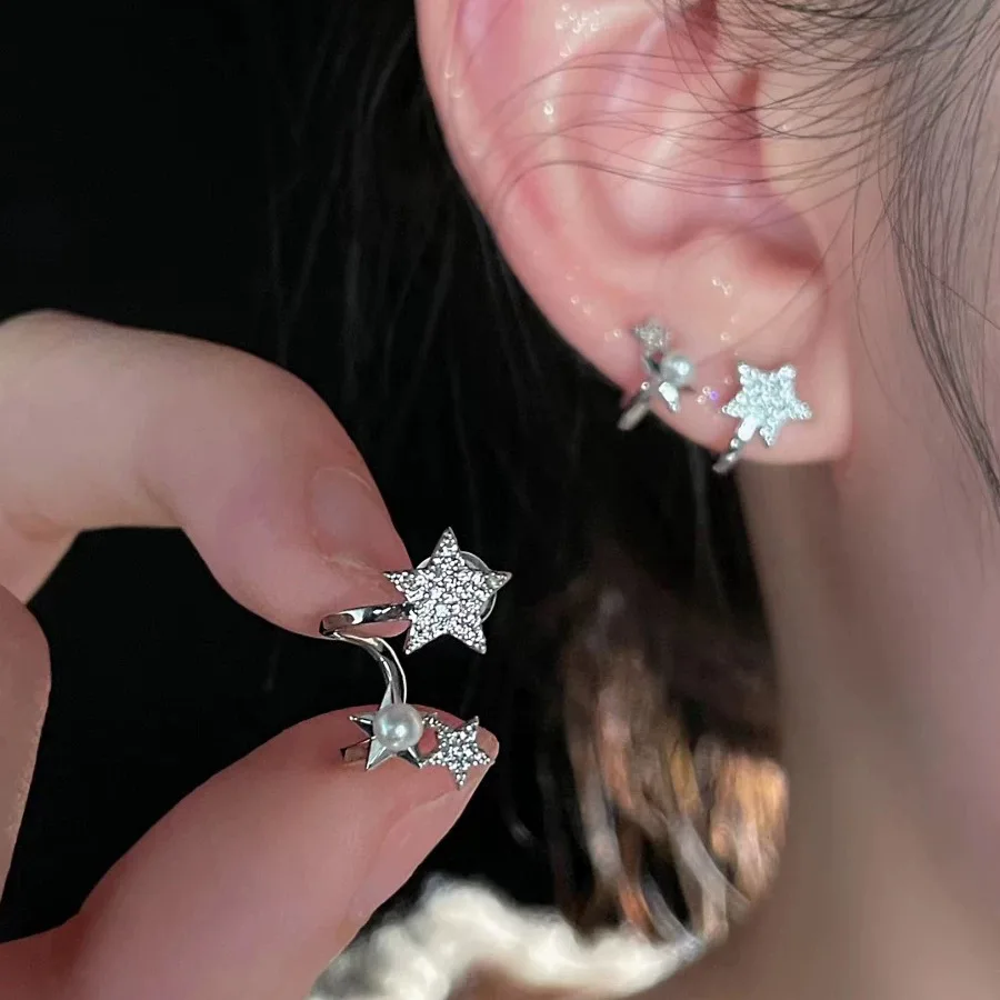 Neue Mode Nette Stern Perle Stud Ohrringe Für Frauen Süße Mädchen Silber Farbe Kristall Ohrringe Hochzeit Schmuck Zubehör Geschenke