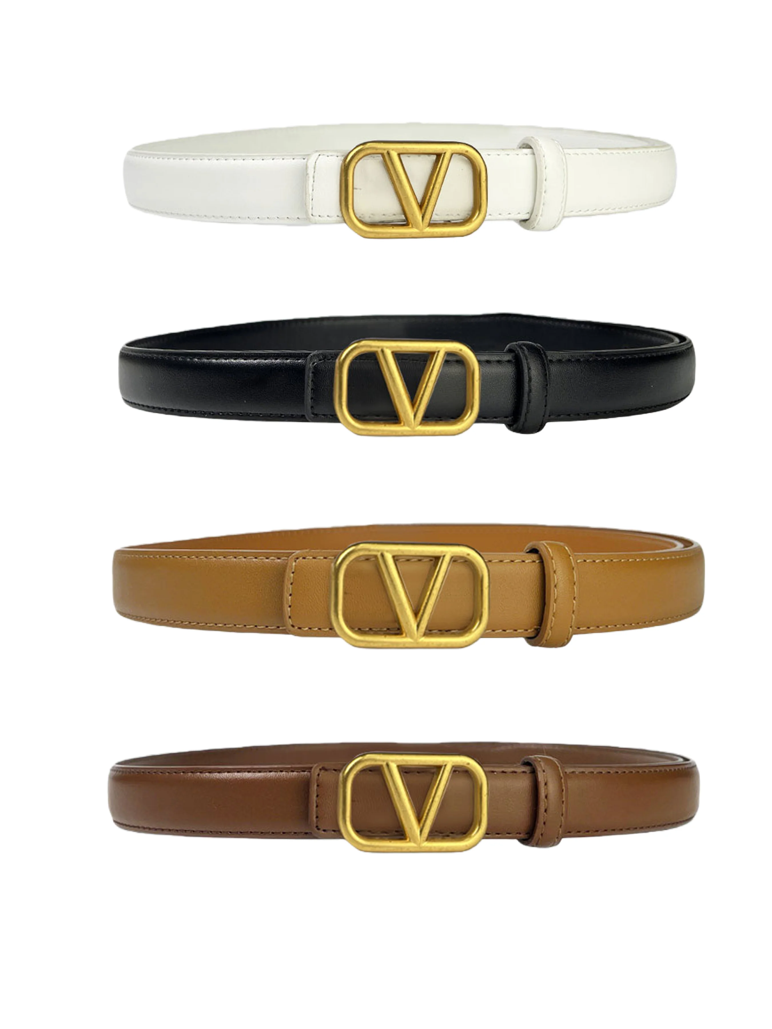 طقم مكون من قطعتين - فستان نسائي بحزام جلدي فاخر مقاس كبير، حزام بنطال جينز بإبزيم ذهبي، حزام PU متوسط #1