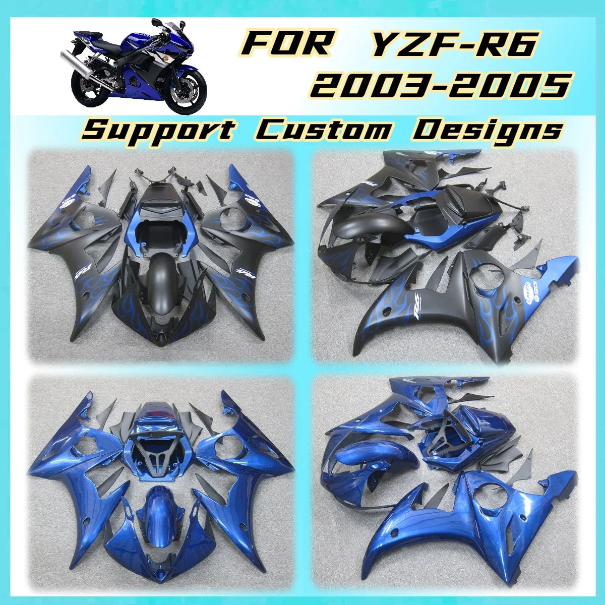 High Quality Fairings for Yamaha YZFR6 2003 2004 2005 Multiple Designs Fairing Kit YZF R6 03 04 05 Injection Molded