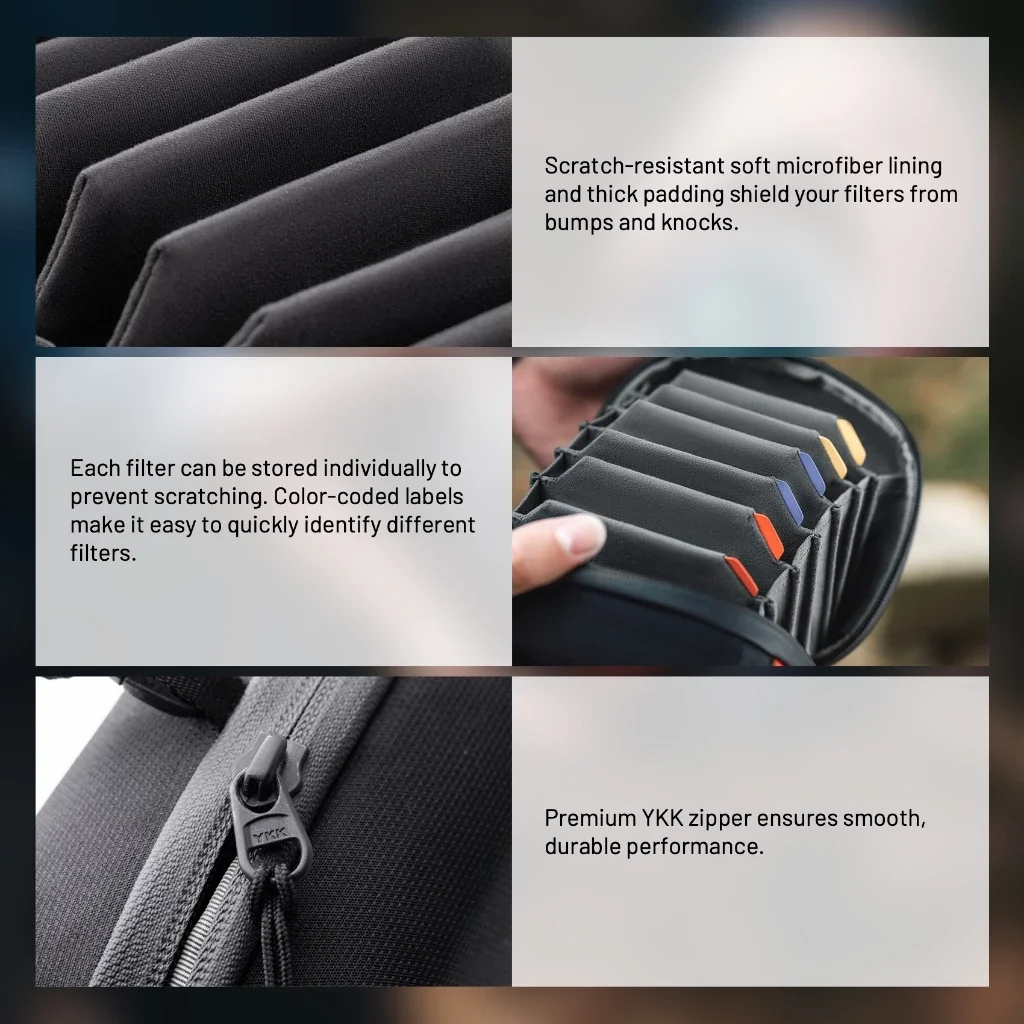 ถุงกรอง PGYTECH, ถุงเก็บตัวกรองทรงกลม, ถุงกรองกล้อง, ถุงเก็บตัวกรอง UV, ฝาครอบป้องกันโพลาไรเซอร์ CPL