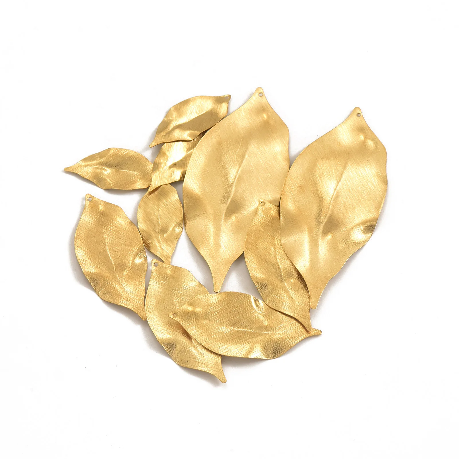 50PCS New Uneven Irregular  Brass Leaf Charm Pendants 3 Sizes Creative Earrings Necklace Jewelry Accessories for Handmade Crafts