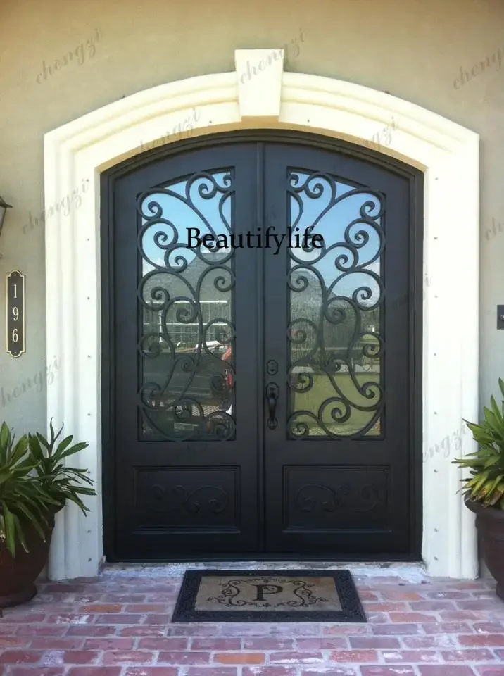 TTT  Customization Reasonable Price Double Door Iron Gates Iron Door Lock Wrought Iron French Doors