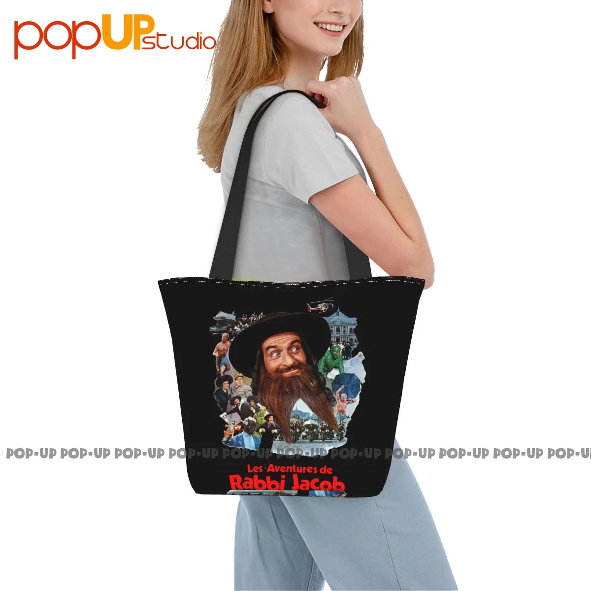 Louis De Funes The Mad Adventures Of Rabbi Jaco Casual Handbags Polyester Shopping Bag Eco-Friendly