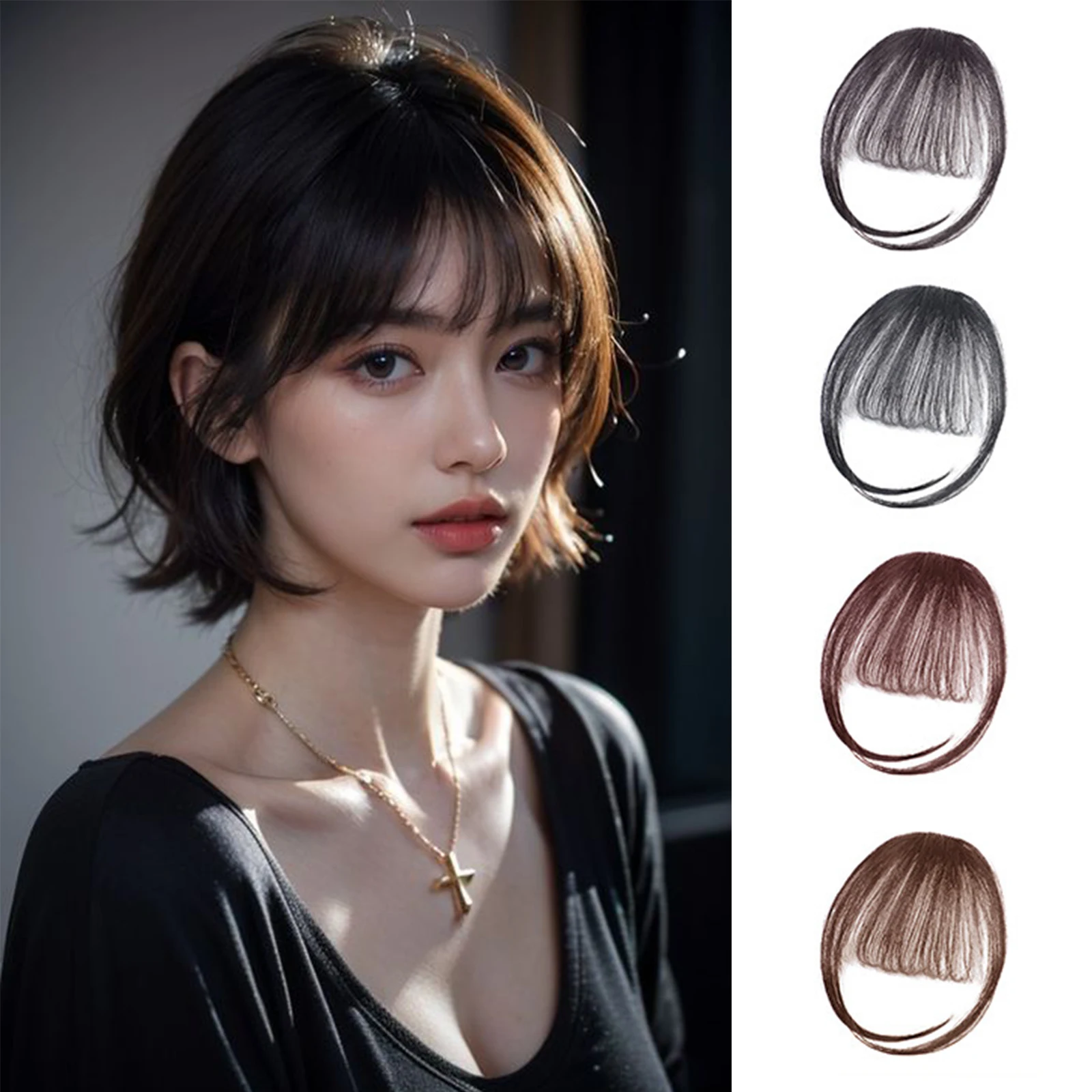 

Наращивание натуральных черных человеческих волос на клипсе — тонкая челка с дубленками для повседневного ношения