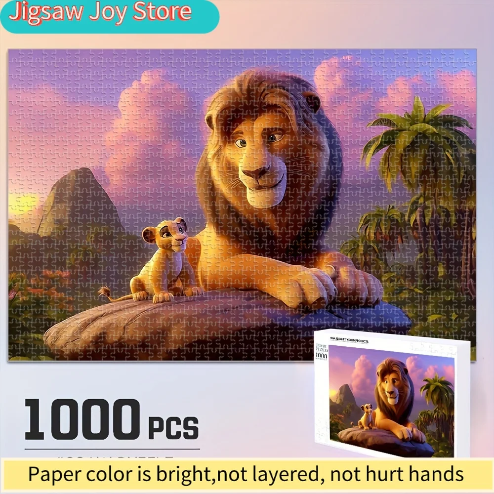 Puzzle in legno del Re Leone Disney |   Scenari Vividi di Simba e Mufasa in Legno Grezzo, Divertimento in Famiglia, Decorazioni da Scrivania, Regali di Pasqua e Compleanno