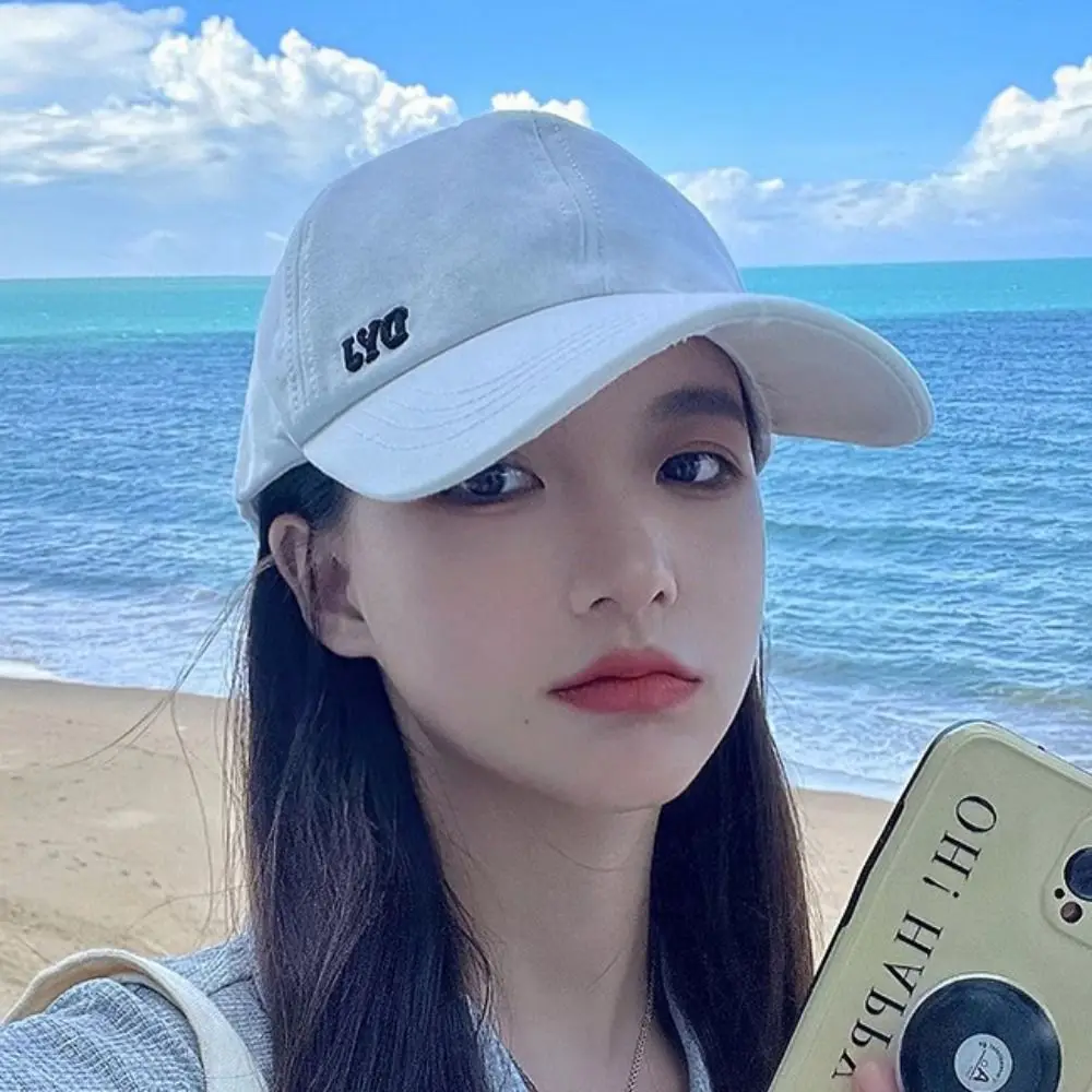 Simple Korean Style Empty Top Baseball Cap Cotton Baseball Hat Sun Hat Letter Embroidery Solid Color Peaked Cap Outdoor