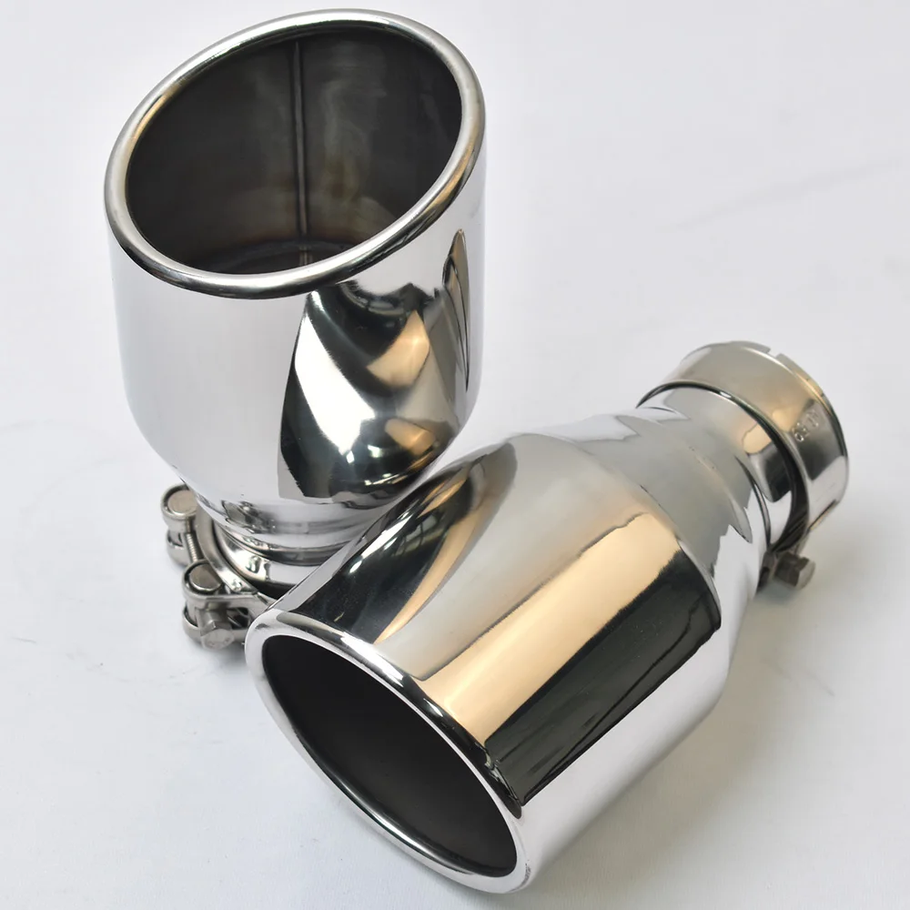 1 Pc Car Modified Flashed Outlet Edge Stainless Steel Exhaust Pipe Curly Shiny Angled Muffler Tip