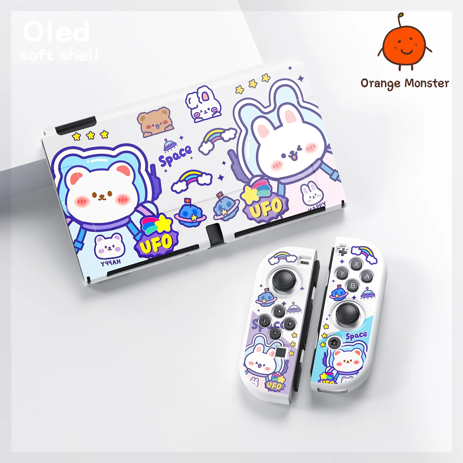 Cute Soft Carrying Protective Case Cartoon Bear Rabbit Pattern Compatiable For Nintendo Switch Joy-con Decorative Cover Kid Gift