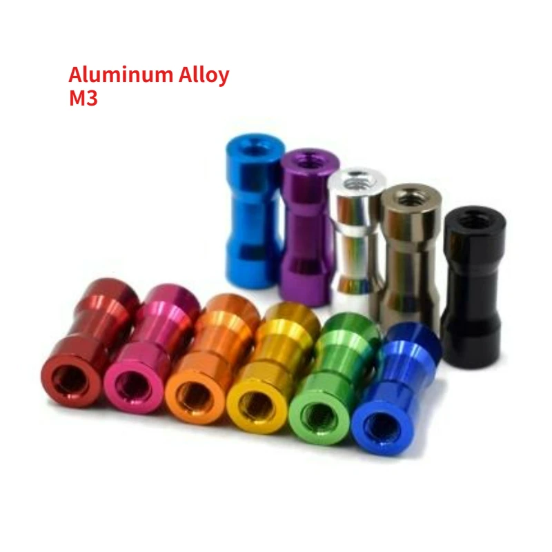 

10pcs M3 Aluminum Spacers M3*10/15/20/25/28/30/35mm Aluminum Alloy Round Standoff Spacer Rods for RC Parts Multicolor