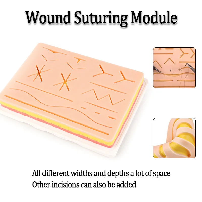 Silicone Suturing Practice Pad Traumatic Simulation Skin Multi Wound Training Teaching Model