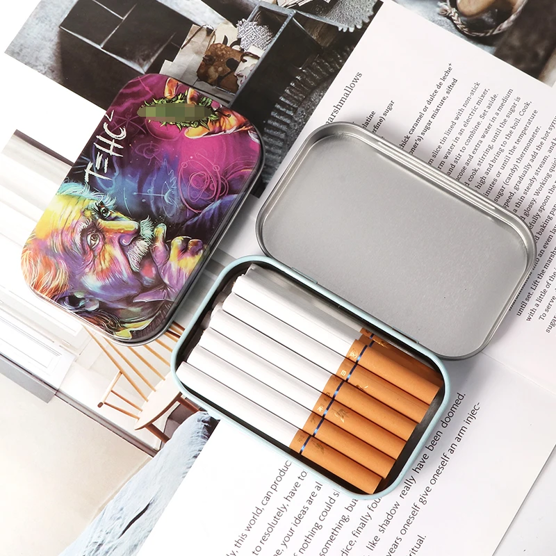 Cigarette Case Box Tobacco Storage Humidor Rolling Paper Box Jewelry Candy Coin Key Organizer Metal Tin Flip Gifts Sealed