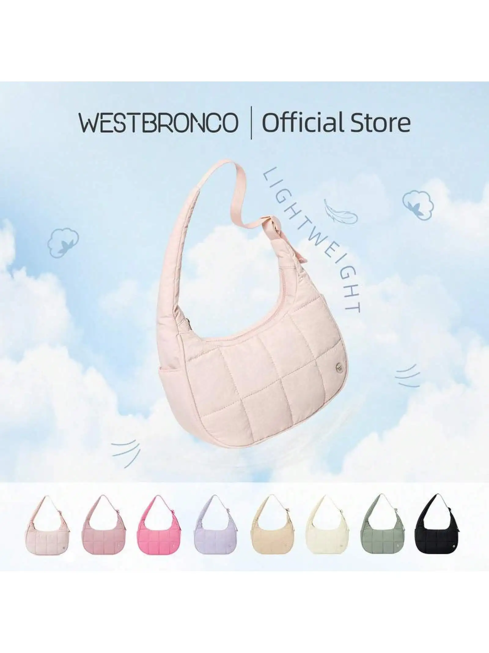 

Women's Quilted Crescent Shoulder Bag, Nylon Waterproof Puffer Hobo Bag for Gym Travel